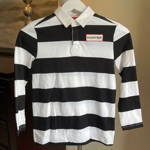 Hunter for Target kids small 6/7 black and white stripe long sleeve polo
